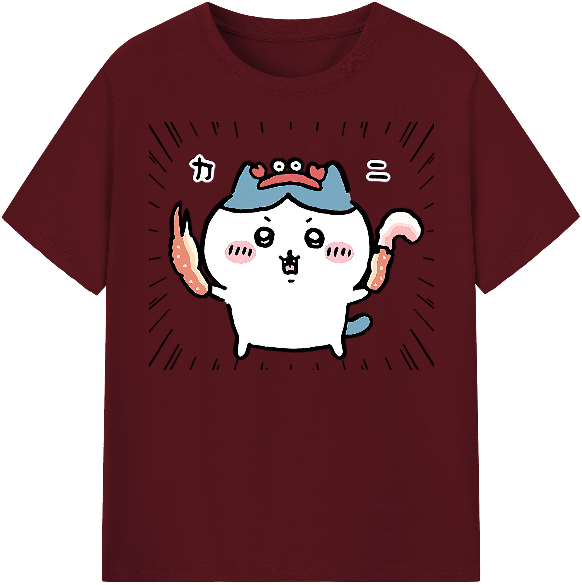 （画像用） ちいかわ ハチワレ Chii-kawa hachiware 綿100％半袖Tシャツ（フロントプリント）